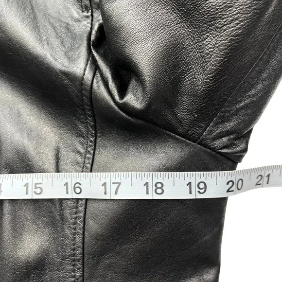 La Nouvelle Renaissance Black Genuine Leather Jacket Size L Y2K 90s Minimalist - Picture 9 of 9